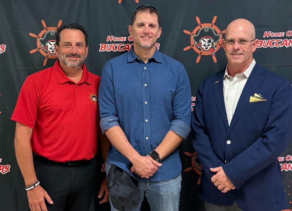 Board Member Darren Horan with Principal Brian Desilets and Superintendent Ed Tierney.