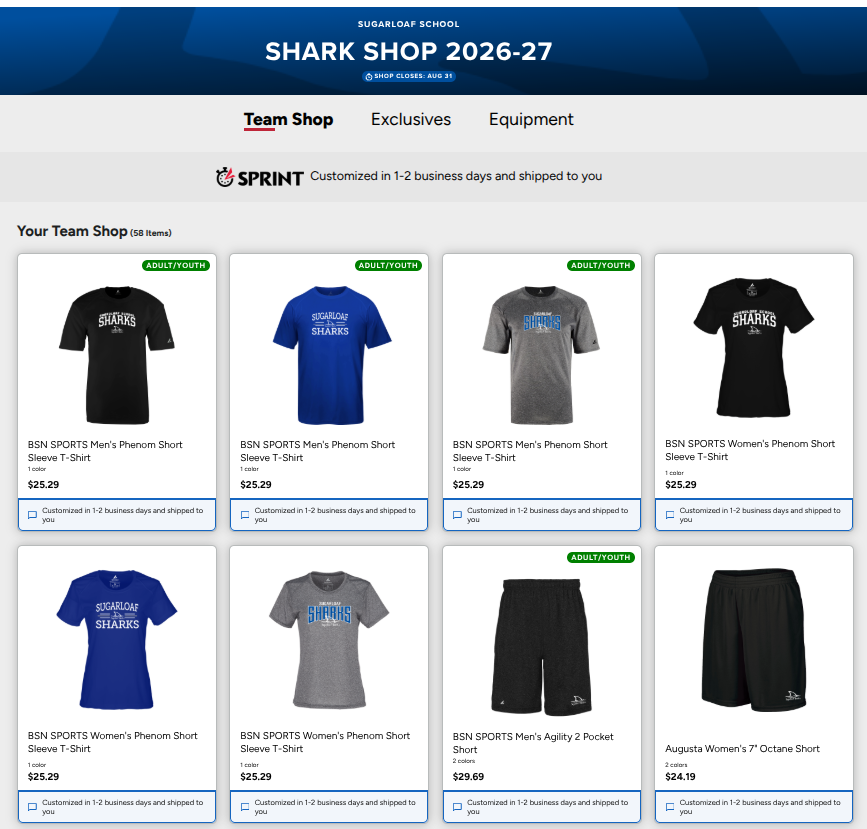 shark shop for athletic wear