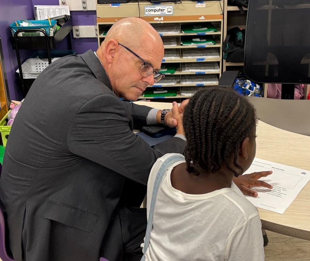 Tierney with student