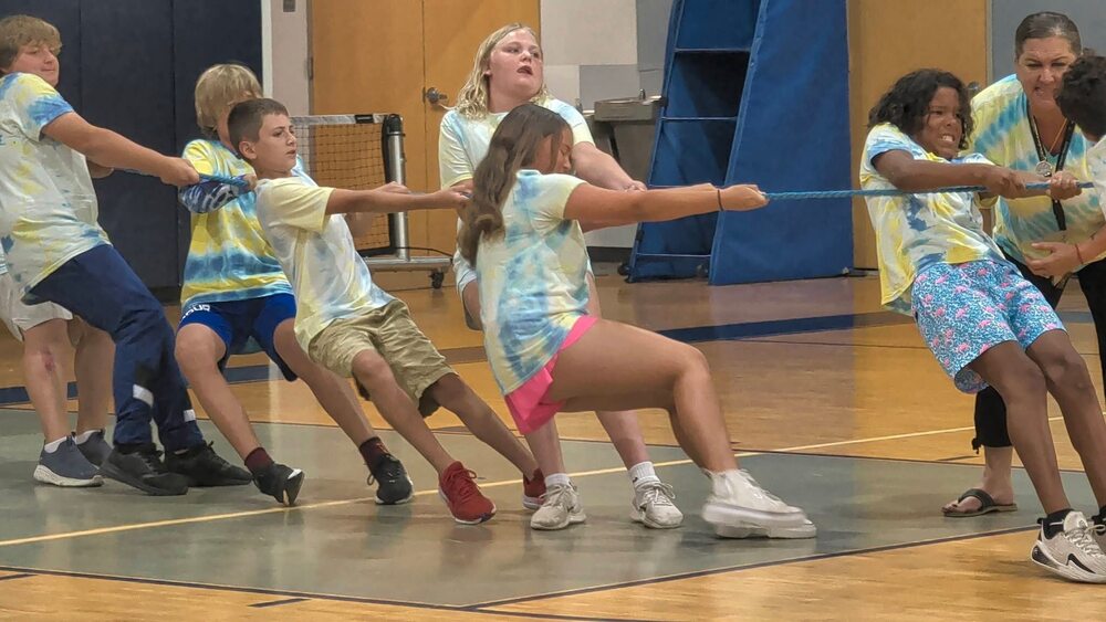 Students doing tug of war