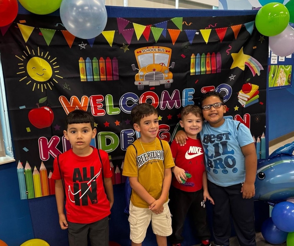 Group of young students getting ready to enter kindergarten