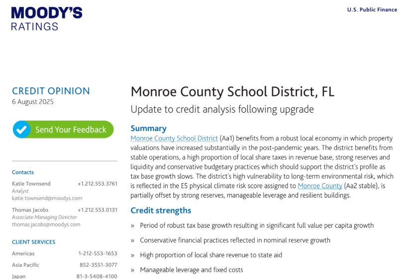 screenshot of moody's credit opinion