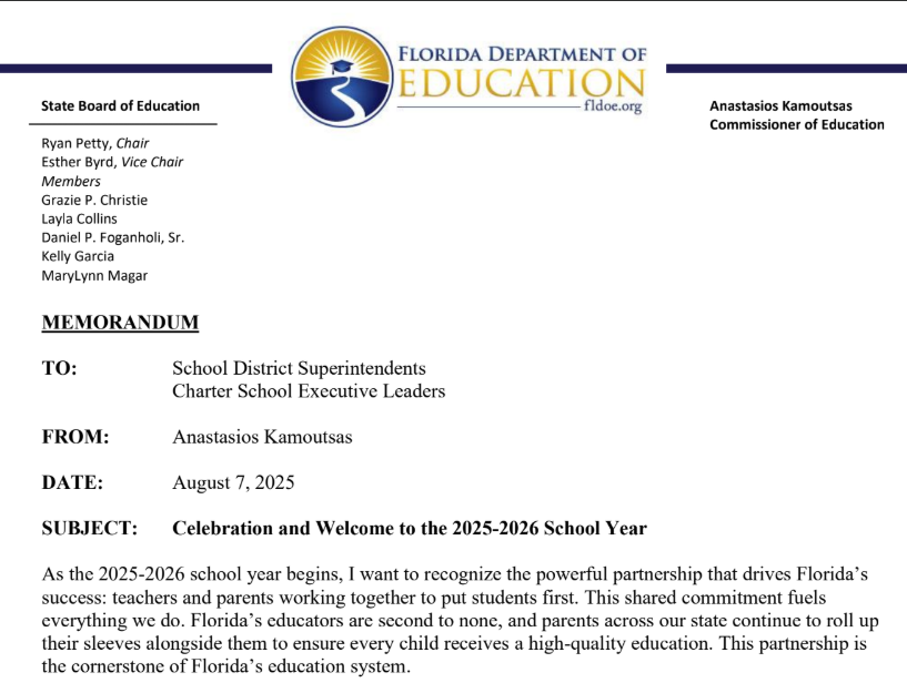 Memo from FLDOE