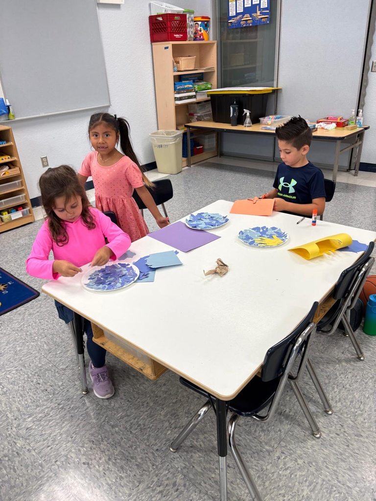 students working on art project