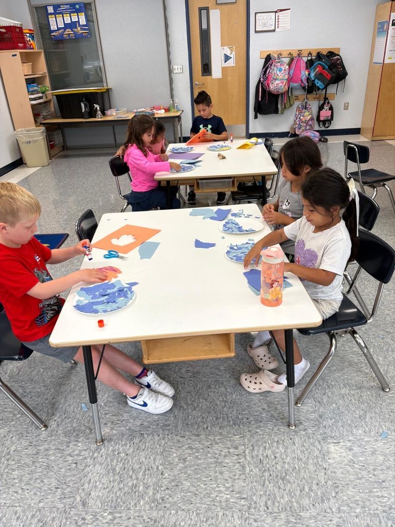 students working on art project