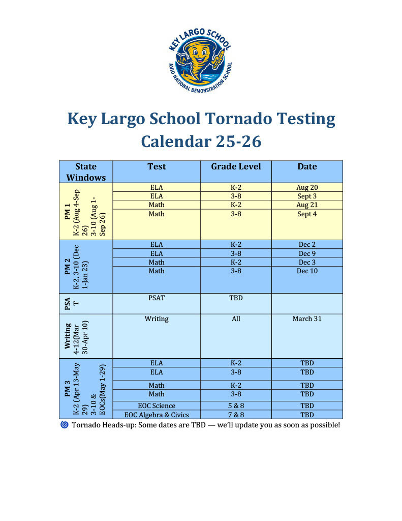 KLS testing calendar