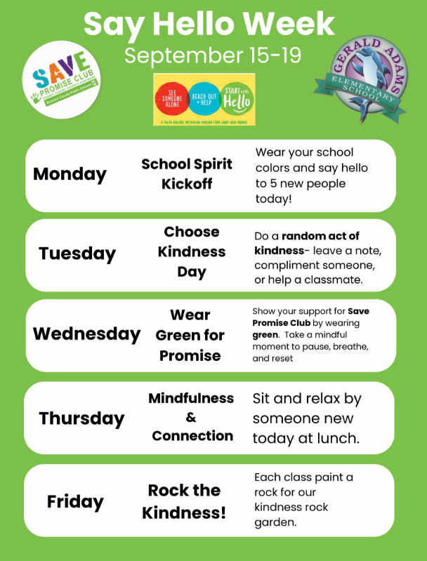 Start with Hello week September 15-19