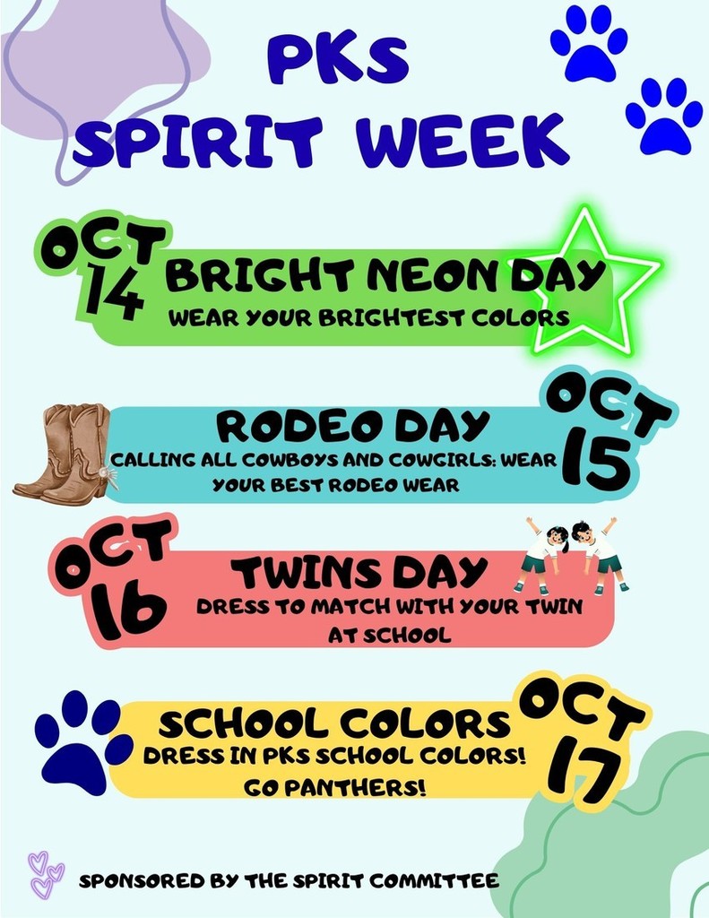 Schedule of Spirit Week Theme Days
