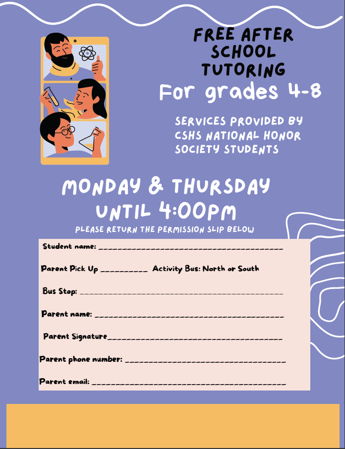 flyer for tutoring with NHS students from Coral Shores