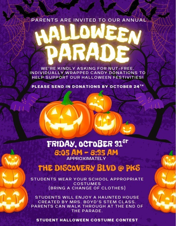 flyer for Halloween Parade on October 31st