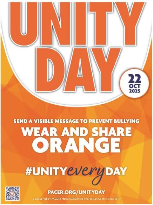 flyer for the upcoming Unity Day- wear orange