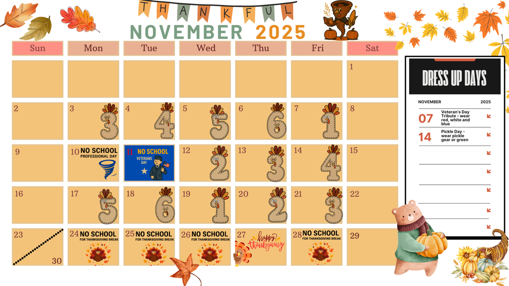 November 2025 Special rotation/dress up days