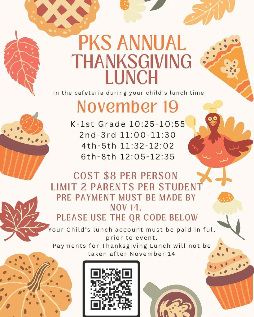 Flyer for Thanksgiving Lunch at school for families