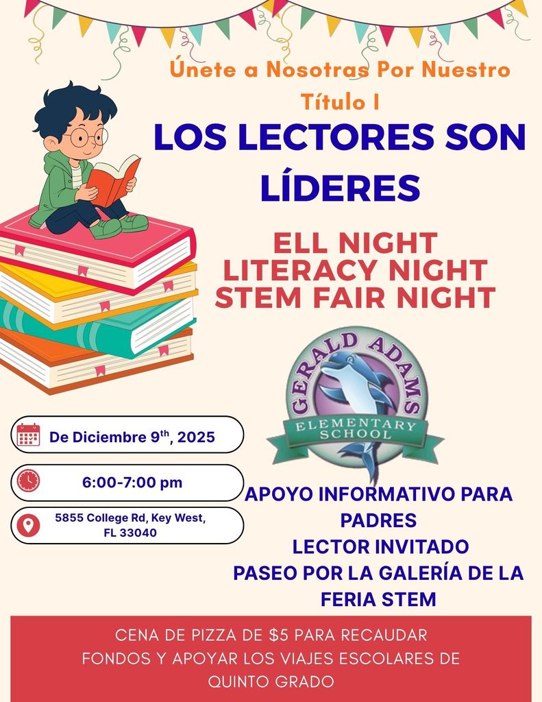 Title I ELL, Literacy, & STEM Fair Night Flyer Spanish