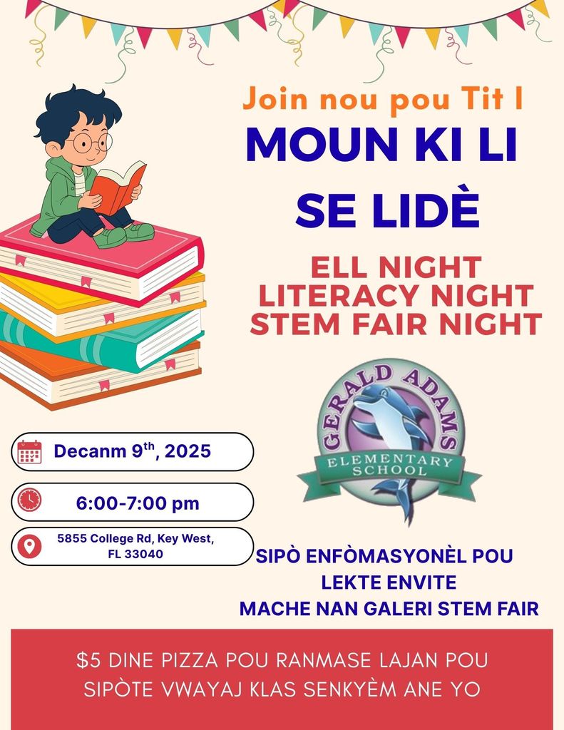 Title I ELL, Literacy, & STEM Fair Night Flyer Creole