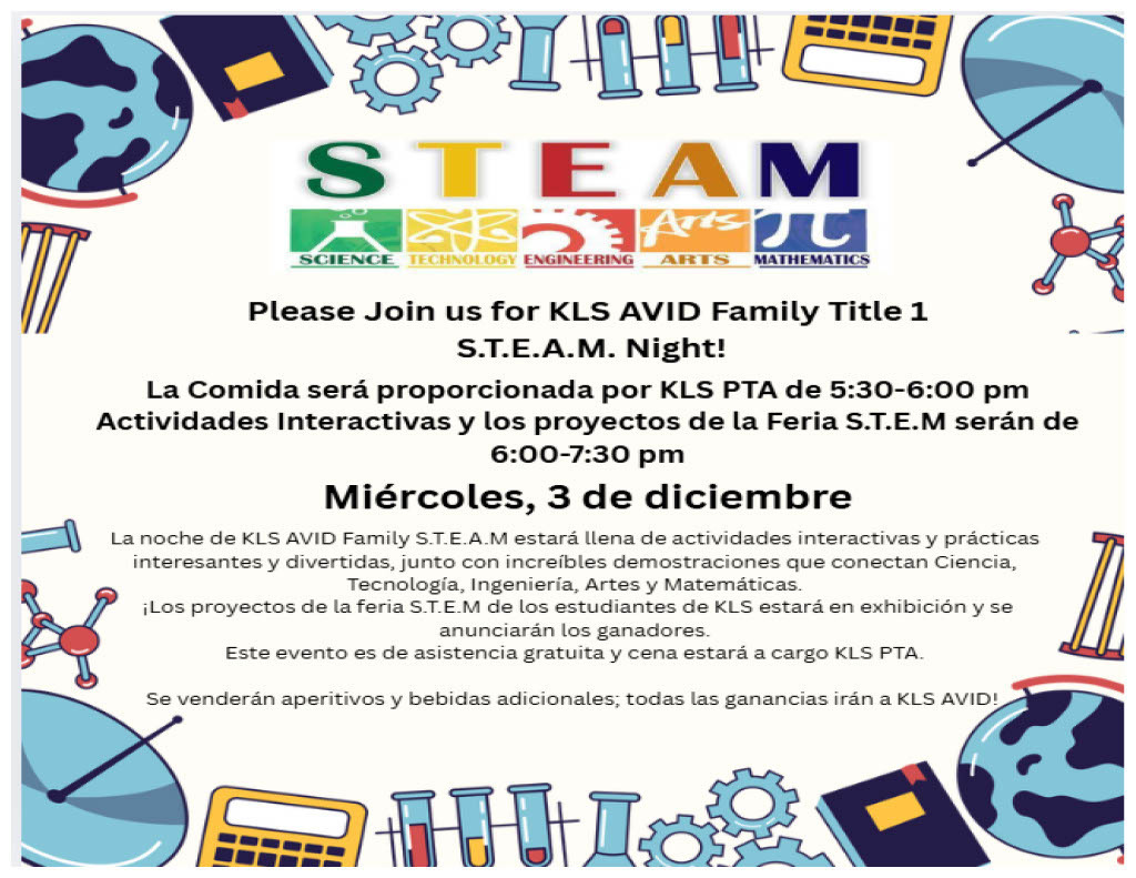 STEAM Night Flyer spanish