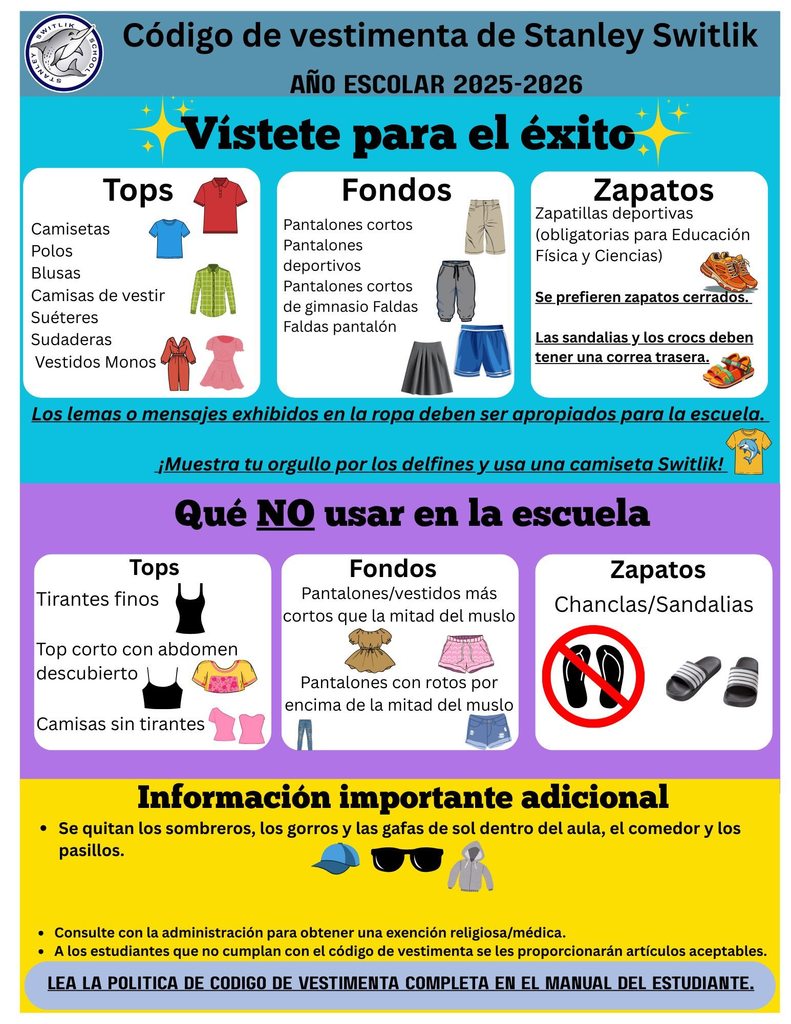 Dress Code Reminder in Spanish