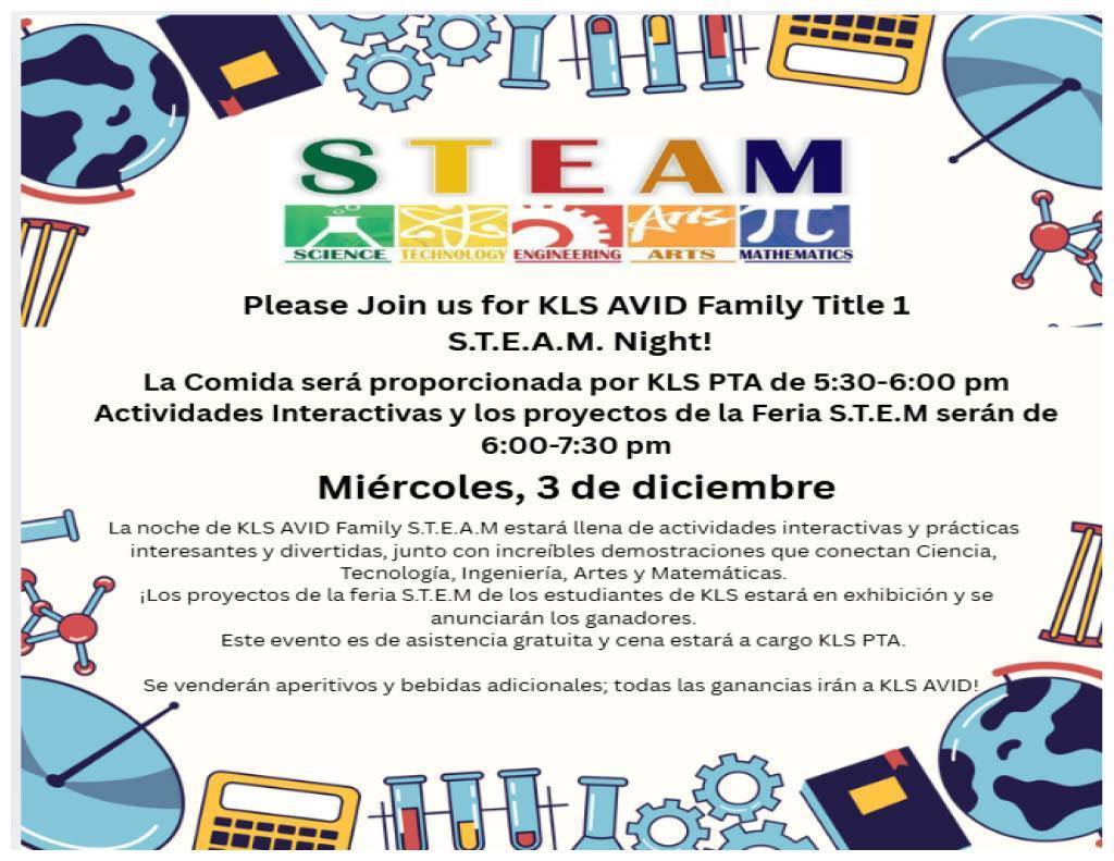 STEAM Night Flyer spanish