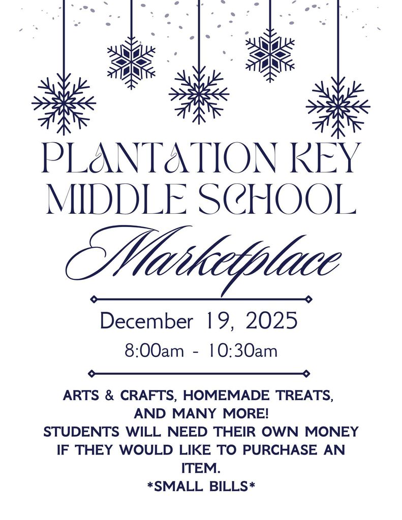 flyer for middle school market place event