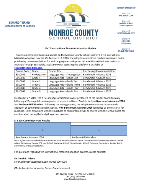 Instructional Materials Update