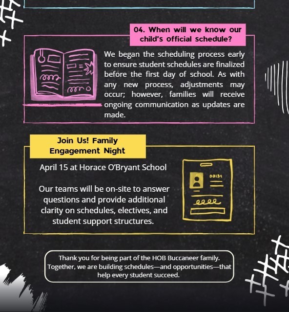 Scheduling information for parents page 2