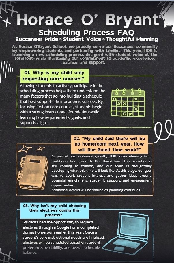 Scheduling information for parents page 1