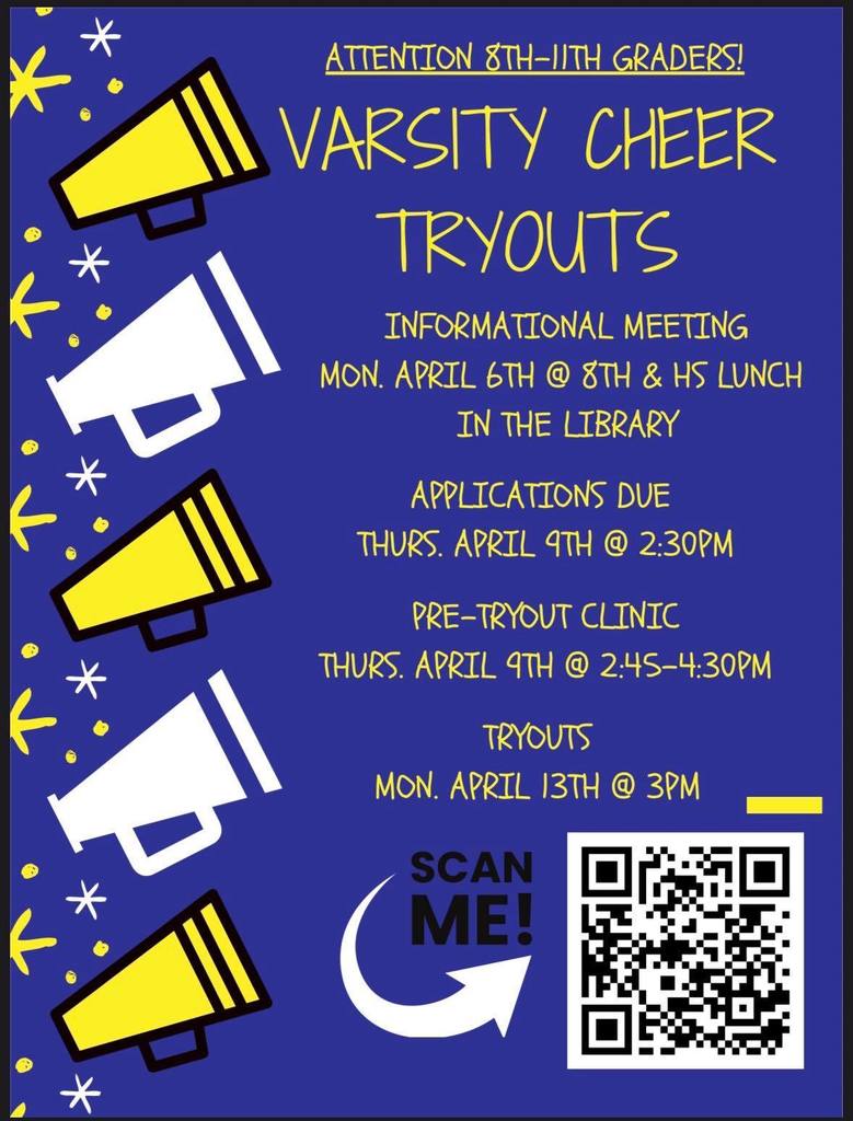 Schedule for Cheer Tryouts