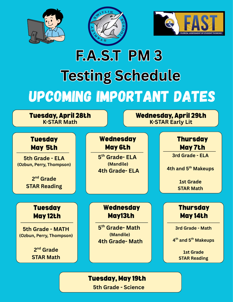 PM3 FAST Testing Calendar 