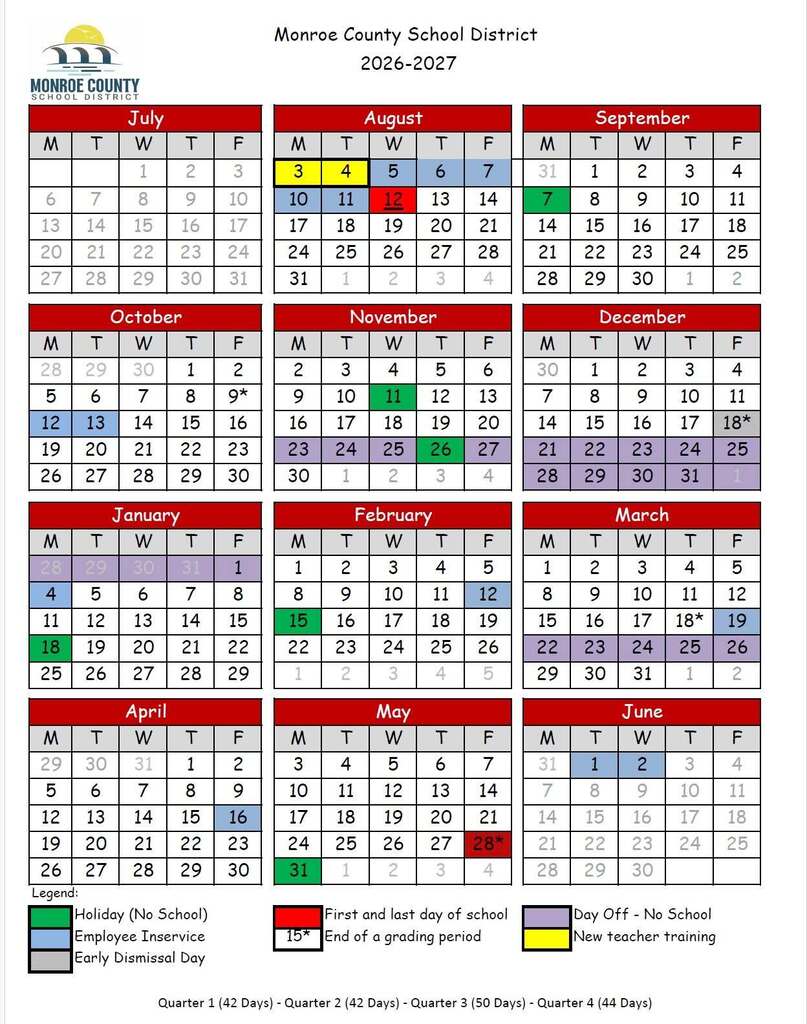 26-27 School Year calendar
