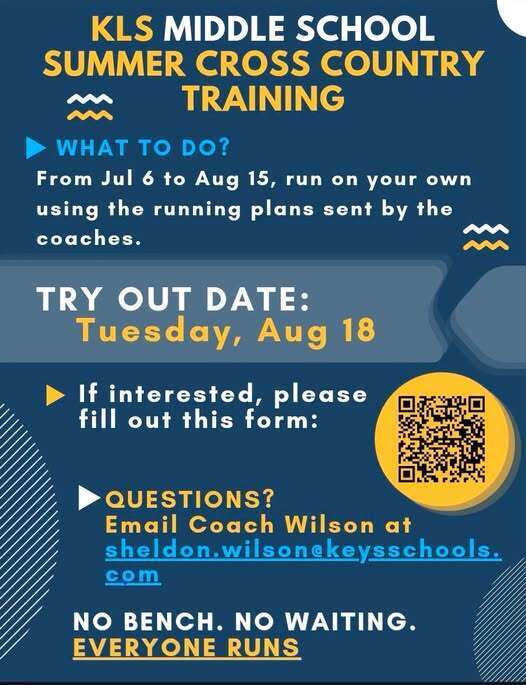 KLS Middle School Summer Cross Country Training