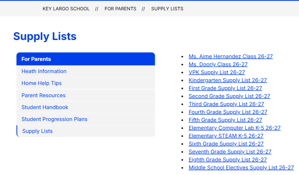 supply lists
