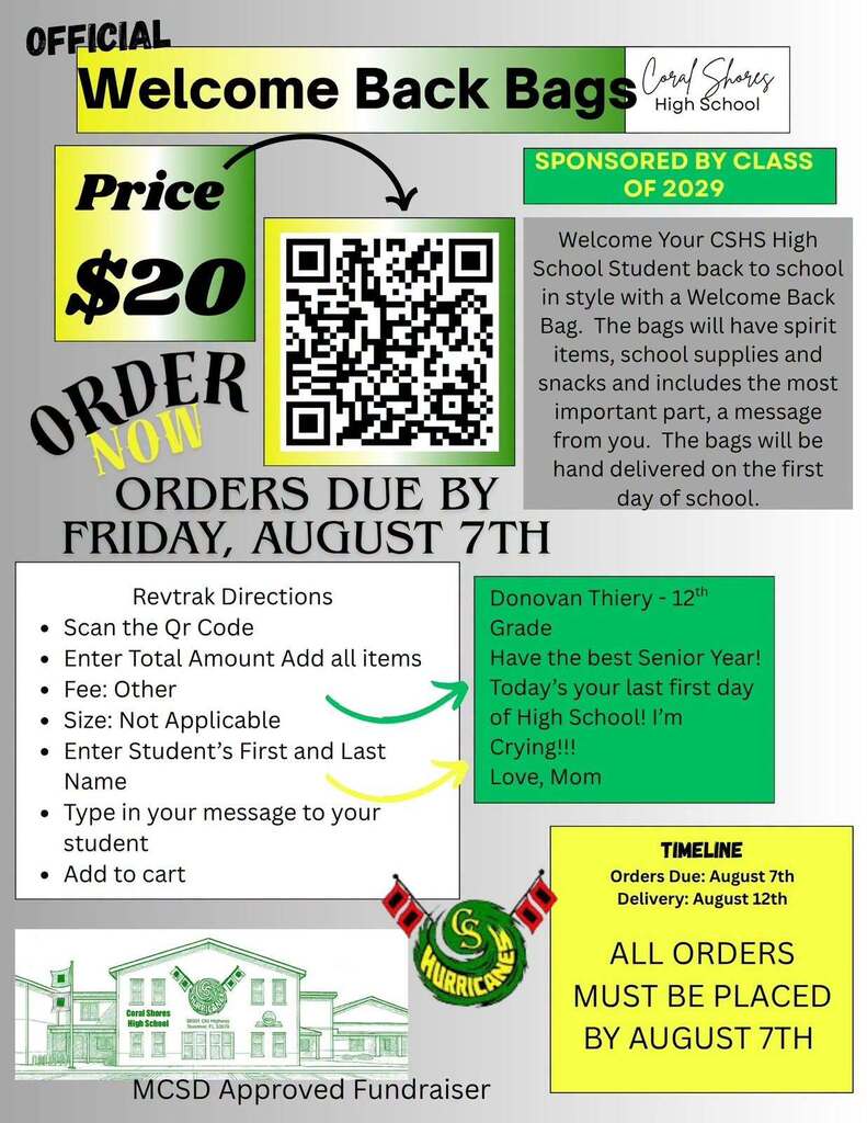 Order Welcome Back Bags by August 7th