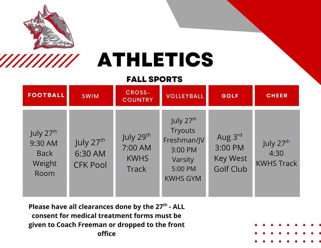 Important dates for athletes!