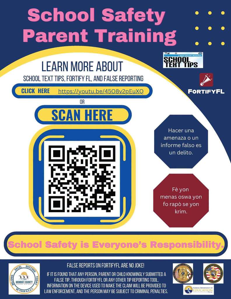 Flyer with link to school safety training