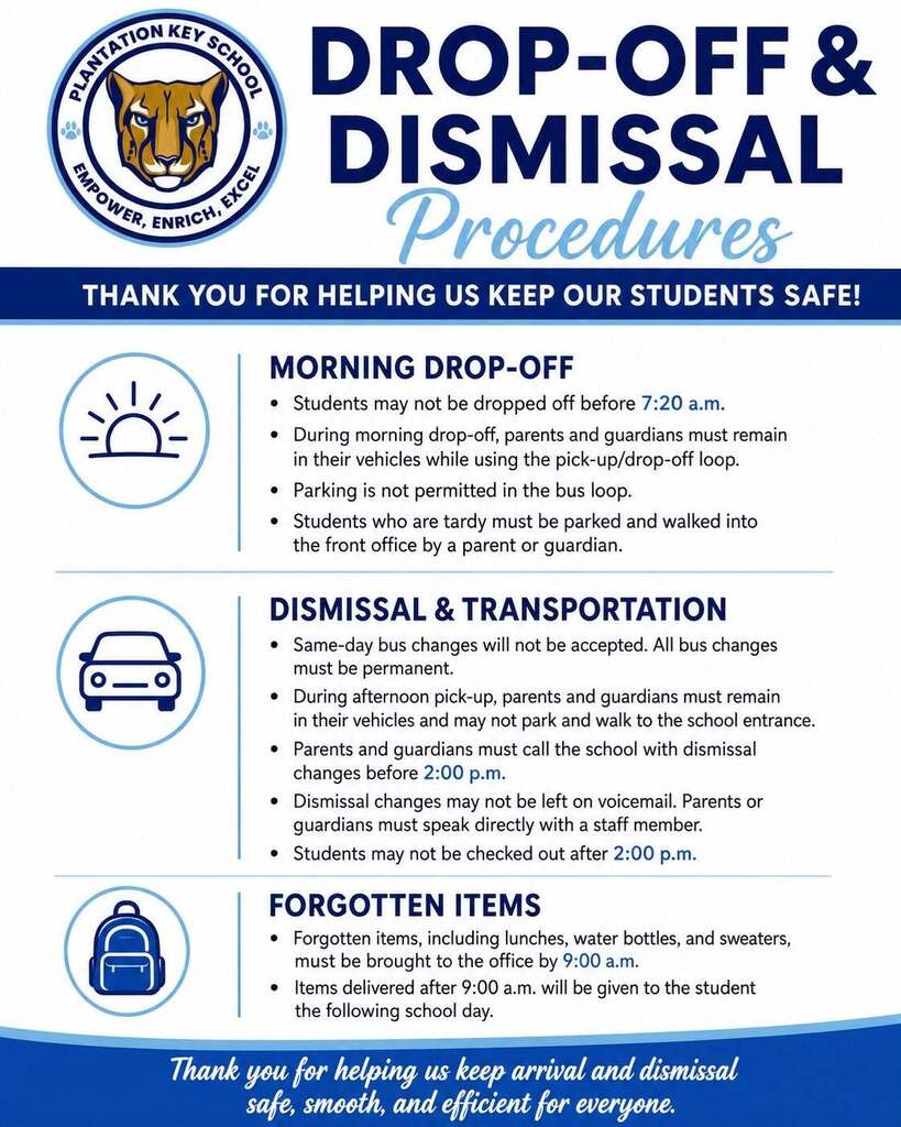Dropoff and dismissal procedures