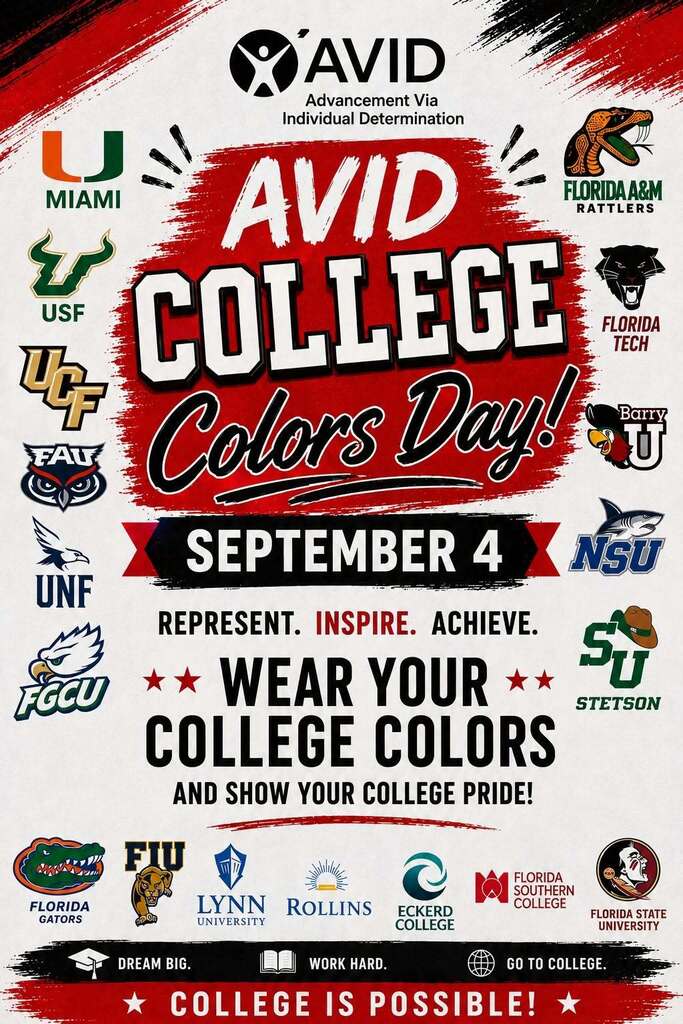 AVID College Colors Day September 4th