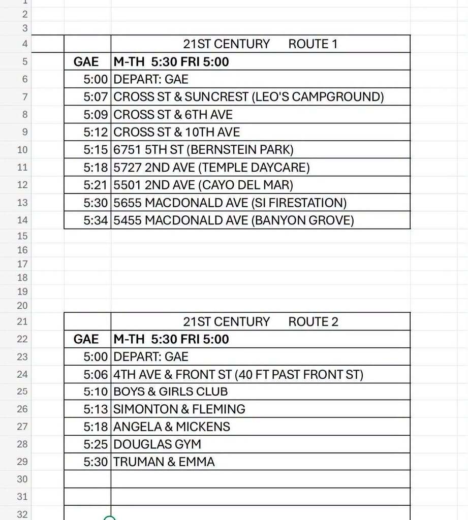 21st Century Bus Routes