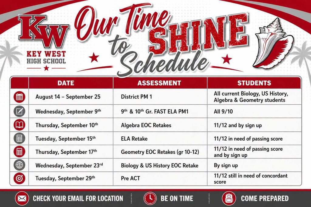 Testing Schedule KWHS