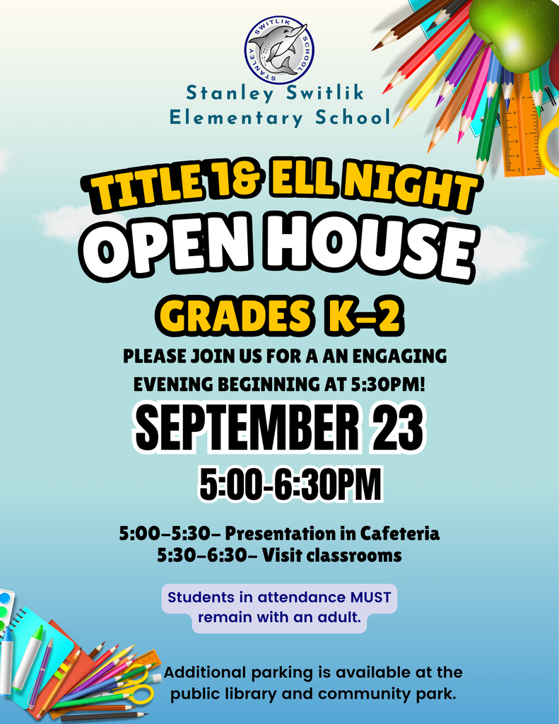 Title 1 & ELL Open House Night Grades K-2 English Flyer
