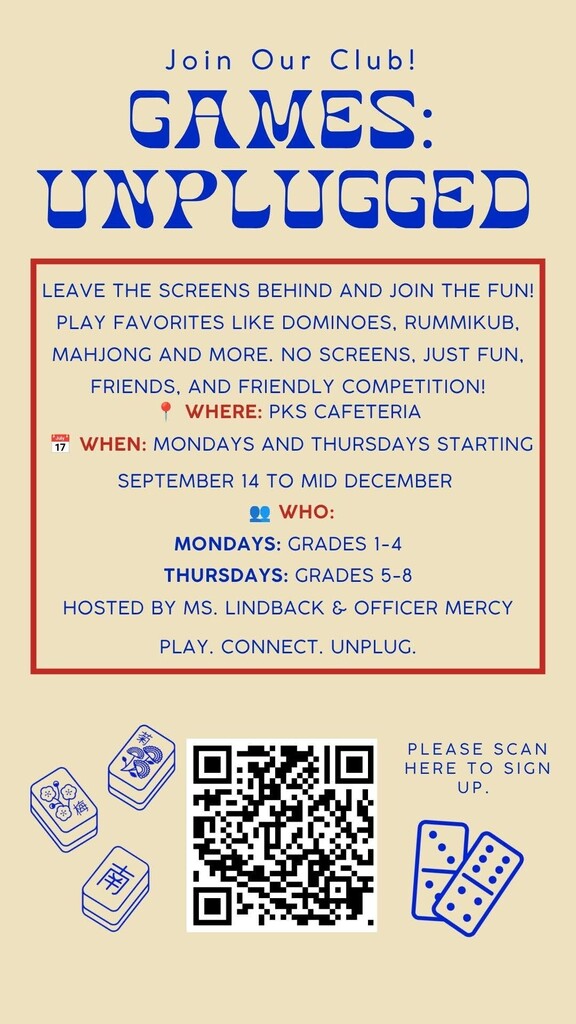 flyer for after school game club