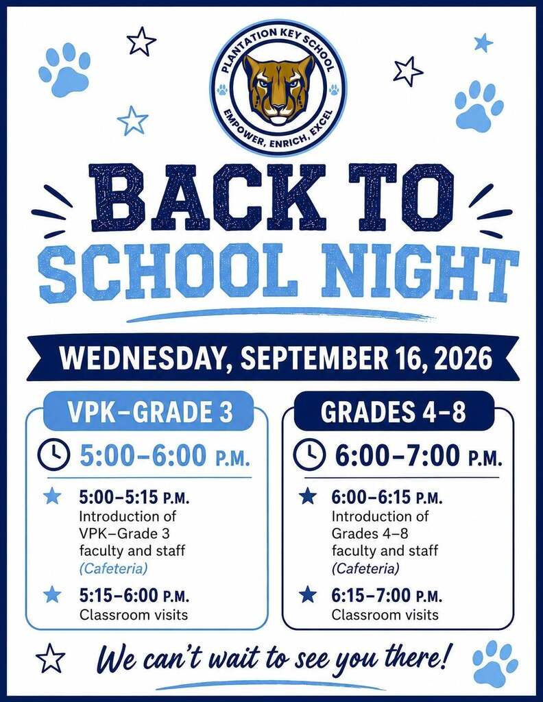 Back to School Night Wednesday September 16th
