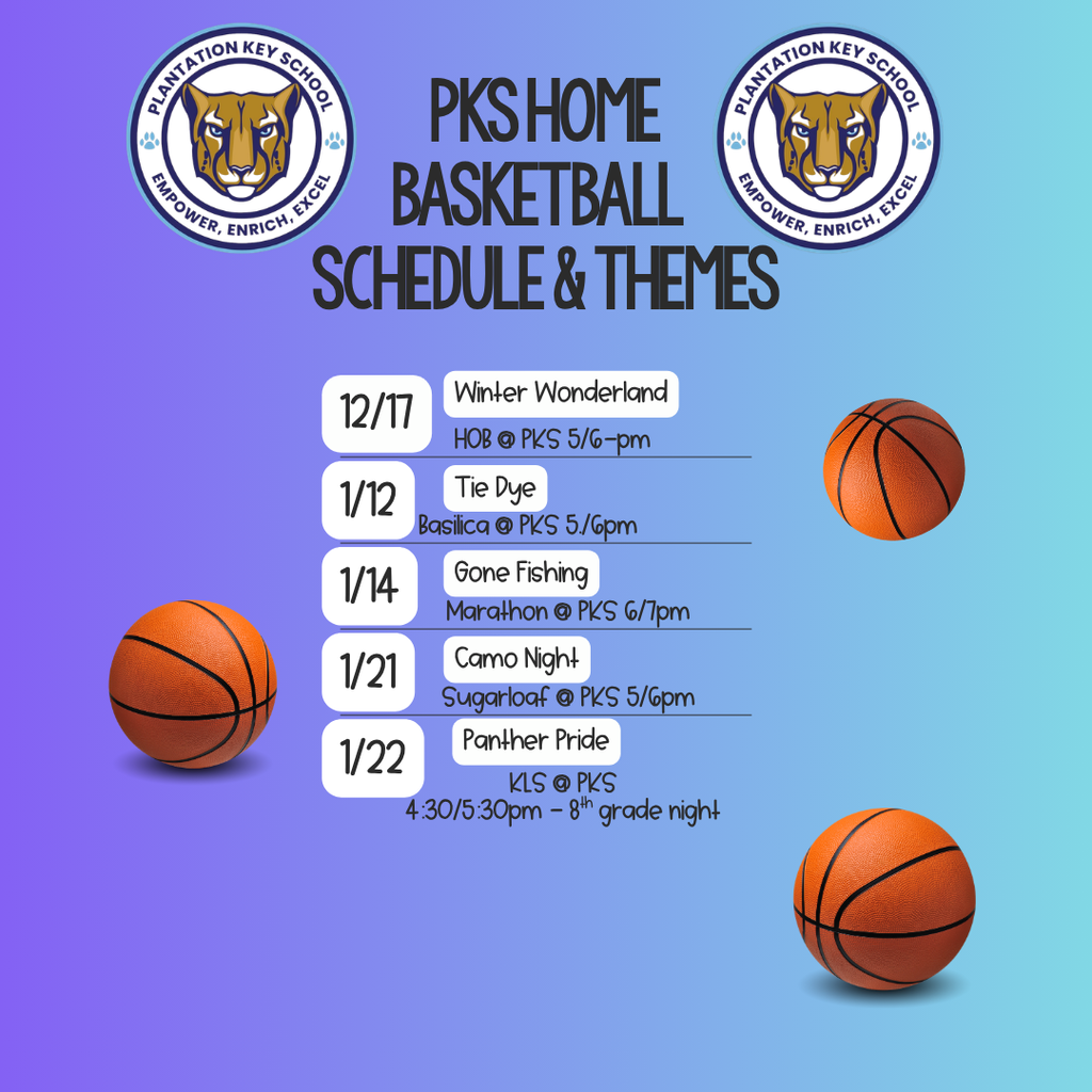 flyer listing themes for basket ball games