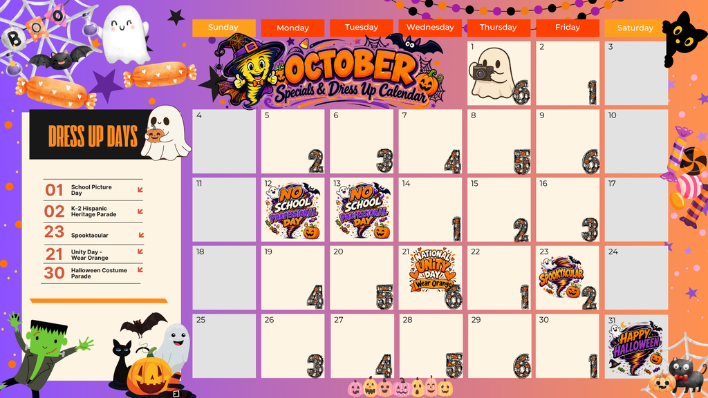 Oct. Special and dress up