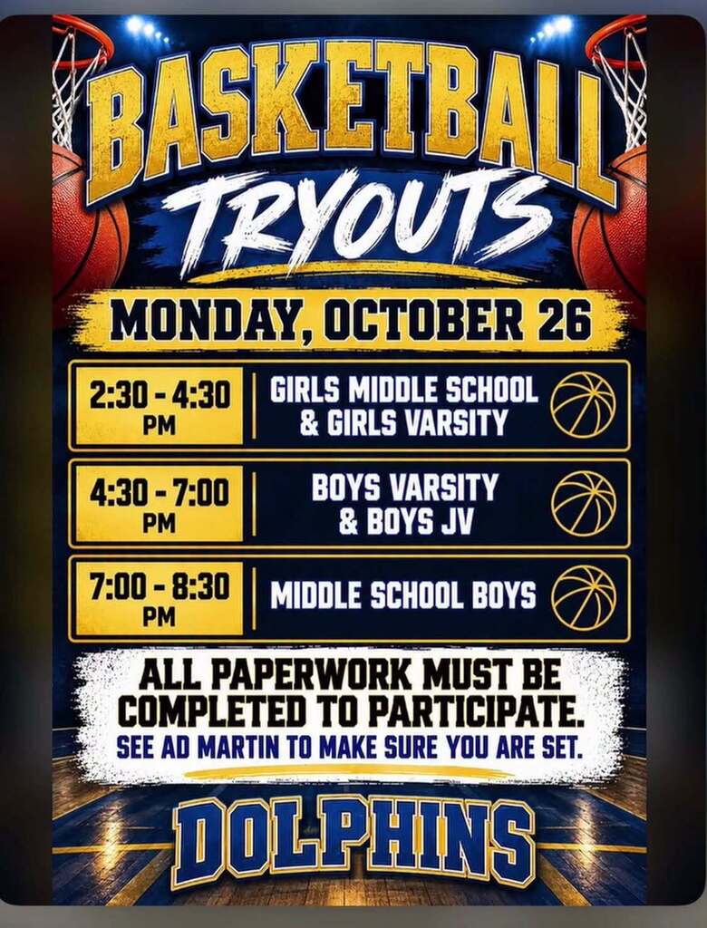 Basketball tryouts October 26th