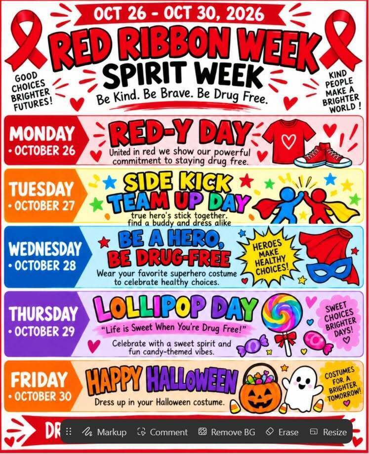 Red Ribbon / Spirit Week October 26 - 30