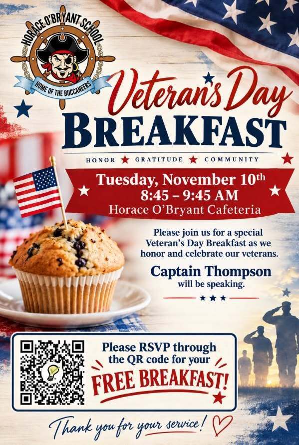 Veterans Day Breakfast November 10th HOB School