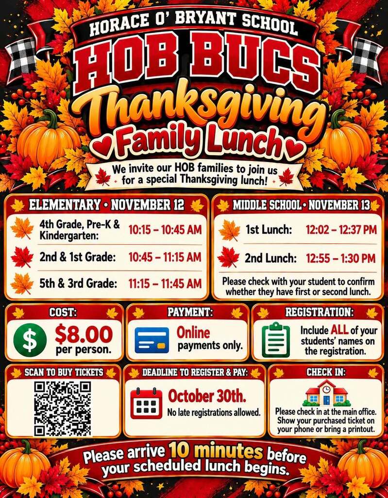 Thanksgiving family lunch November 12 - 13. Buy tickets now!