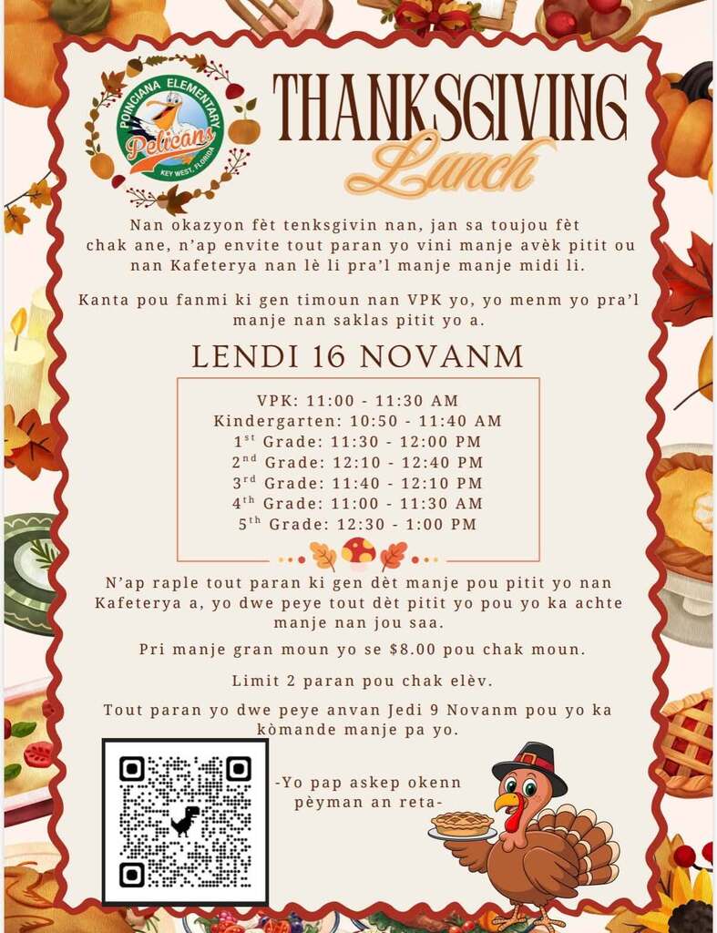 Thanksgiving lunch November 16th