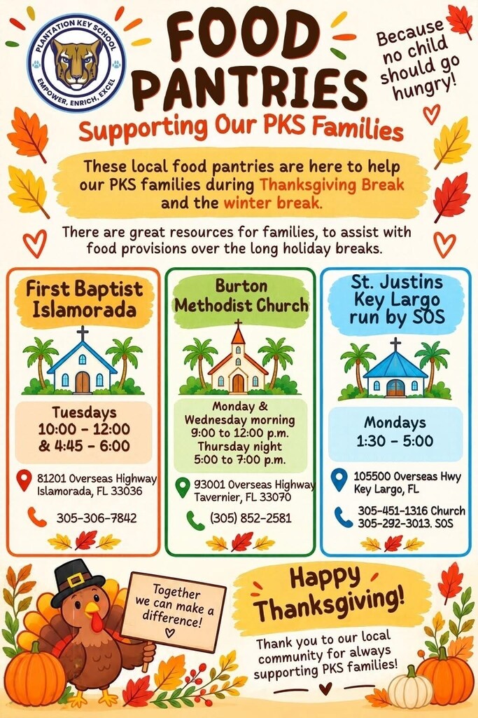 flyer announcing where food pantries are located