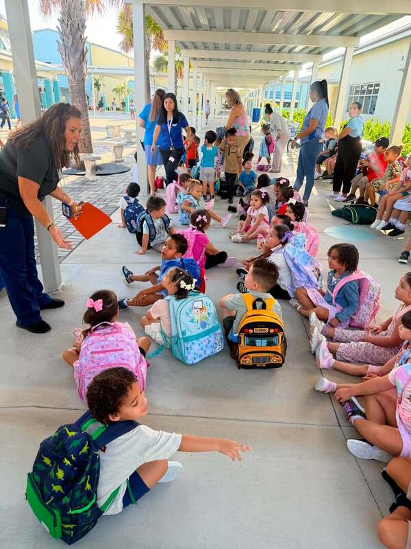 group of kids on the first day of school